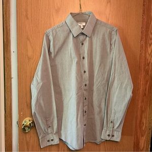 EXPRESS1MX Men’s Grey Oxford Extra Slim Size M Long Sleeve Button Up